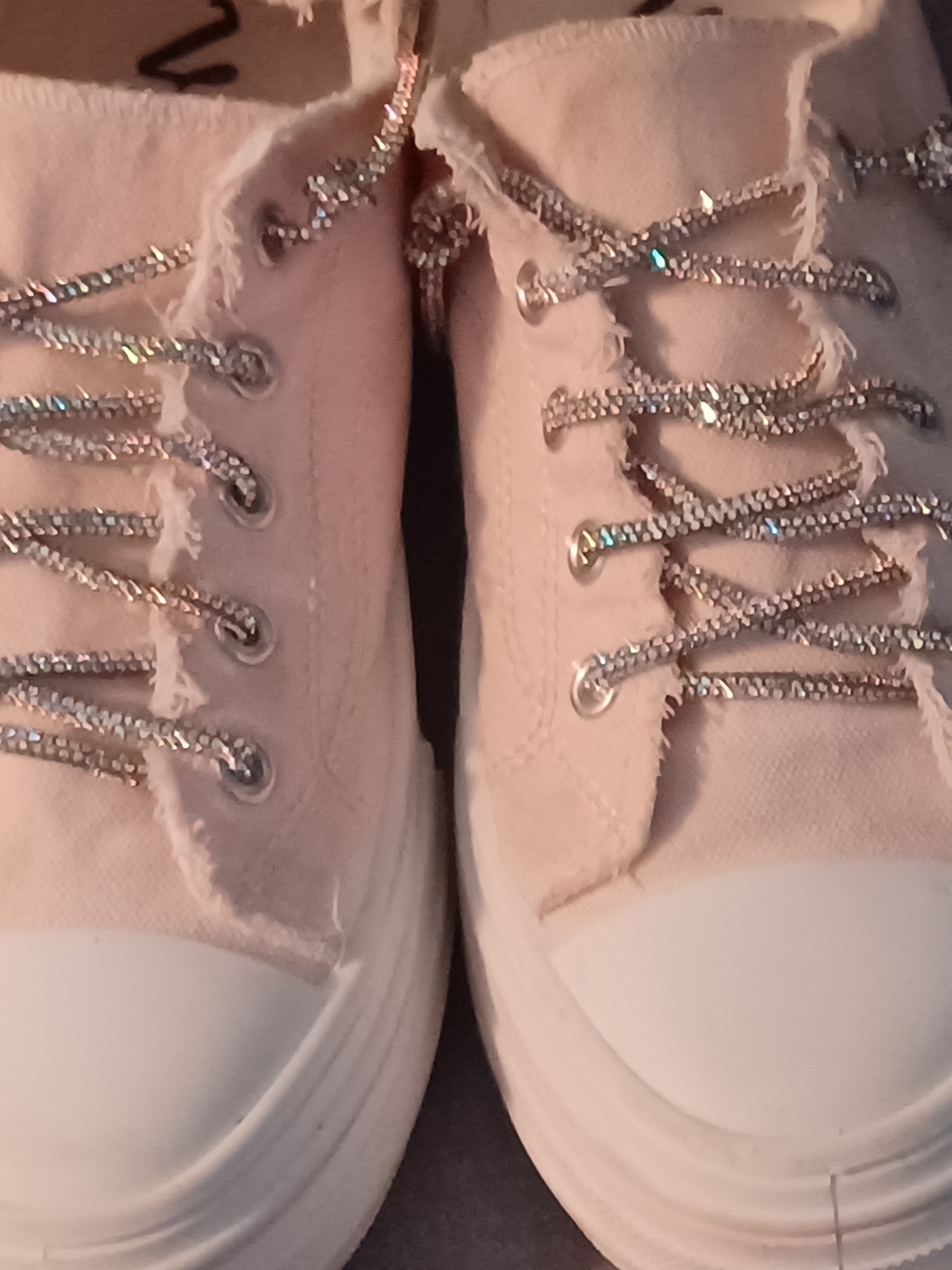 Very G Pink Canvas  Sneakers with Rhinestone Laces Size 10